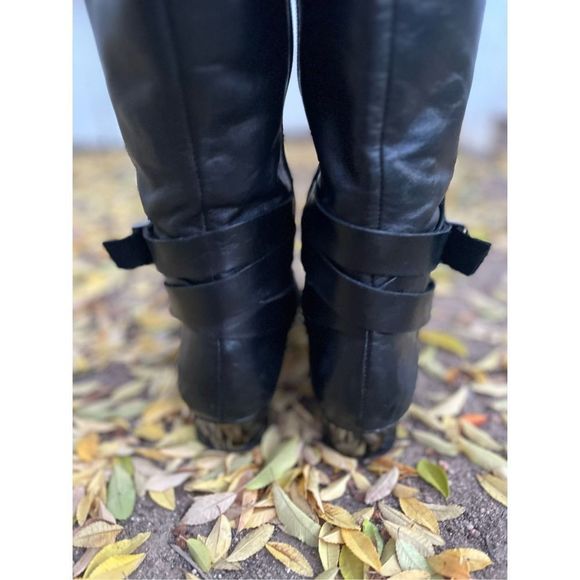 Karl Lagerfeld Paris Leather Boots 6.5 M Low Heel Mod 60s Style - Picture 15 of 16